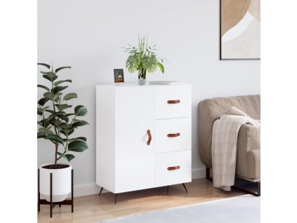 vidaXL Komoda lesklá biela 69,5x34x90 cm spracované drevo