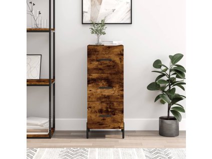 vidaXL Komoda dymový dub 34,5x34x90 cm spracované drevo