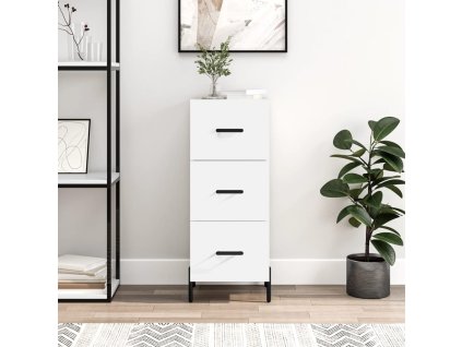 vidaXL Komoda biela 34,5x34x90 cm spracované drevo