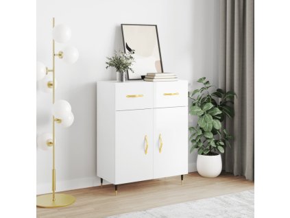 vidaXL Komoda lesklá biela 69,5x34x90 cm spracované drevo