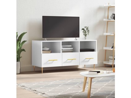 vidaXL TV skrinka lesklá biela 102x36x50 cm spracované drevo