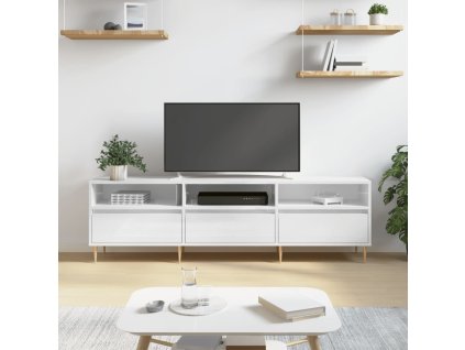 vidaXL TV skrinka lesklá biela 150x30x44,5 cm kompozitné drevo
