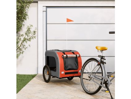 vidaXL Príves na bicykel pre psa oranžovo-sivý oxfordská látka železo