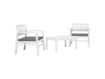 vidaXL 3-dielna záhradná sedacia súprava biela plastová