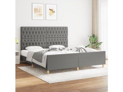vidaXL Posteľný rám s čelom tmavosivý 180x200 cm látka