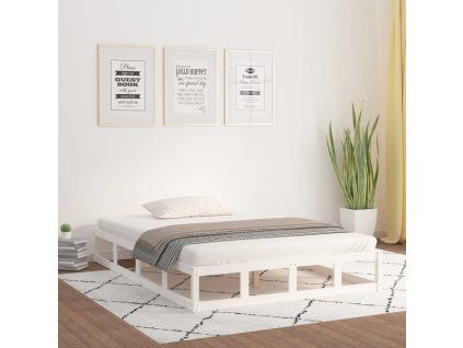 vidaXL Posteľný rám biely 140x200 cm masívne drevo
