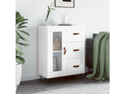 vidaXL Komoda lesklá biela 69,5x34x90 cm spracované drevo