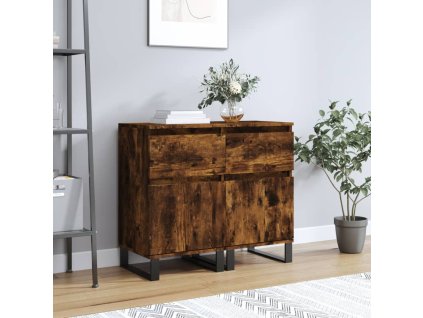 vidaXL Komody 2 ks dymový dub 40x35x70 cm kompozitné drevo