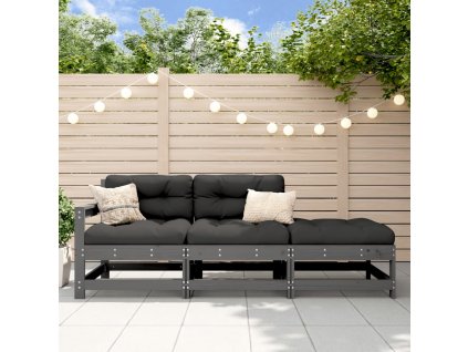 vidaXL 3-dielna záhradná sedacia súprava s vankúšmi sivá masív