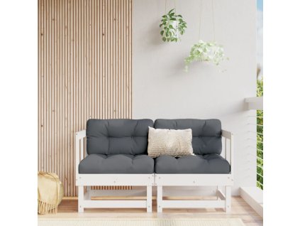 vidaXL Rohové pohovky s vankúšmi 2 ks biele borovicový masív