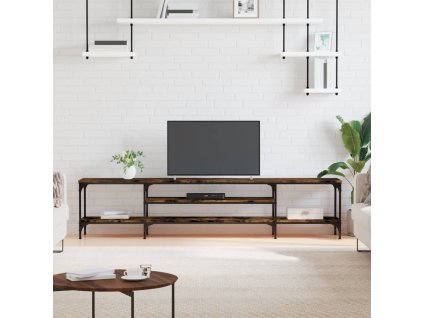 vidaXL TV skrinka dymový dub 201x35x45 cm kompozitné drevo a železo