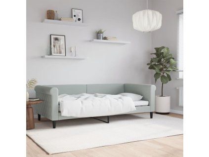 vidaXL Denná posteľ bledosivá 90x190 cm zamat