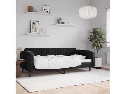 vidaXL Denná posteľ čierna 90x200 cm zamat