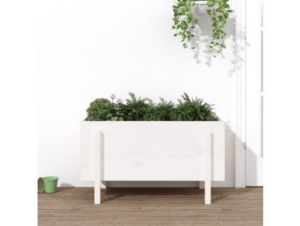 vidaXL Záhradný vyvýšený záhon biely 101x50x57 cm borovicový masív