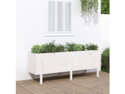 vidaXL Záhradný vyvýšený záhon biely 160x50x57 cm masívna borovica