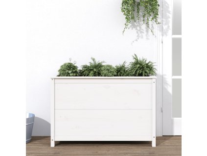 vidaXL Záhradný vyvýšený záhon biely 119,5x40x78 cm masívna borovica