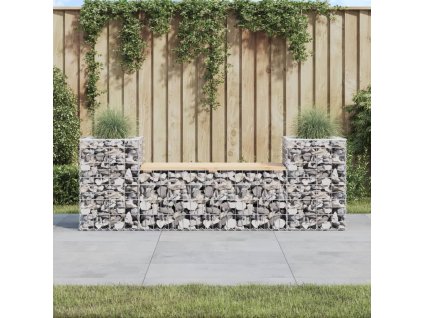 vidaXL Záhradná lavička gabiónový dizajn 183x41x60,5 masívna borovica