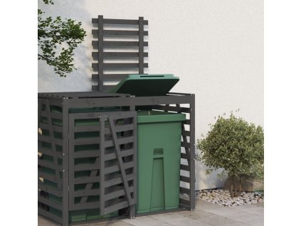 vidaXL Predĺženie ma úložný box na odpadkový kôš sivé masívna borovica