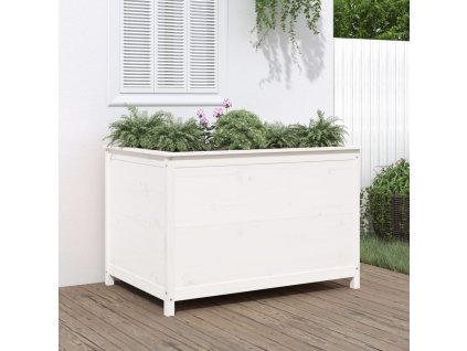 vidaXL Záhradný vyvýšený záhon biely 119,5x82,5x78 cm masívna borovica