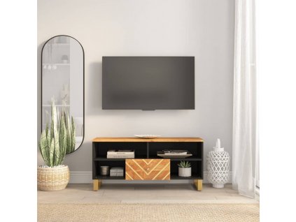 vidaXL TV skrinka hnedo-čierna 100x33,5x46 cm masívne mango