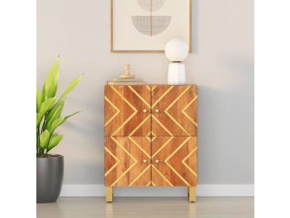 vidaXL Bočná skrinka hnedo-čierna 60x33,5x75 cm masívne mango
