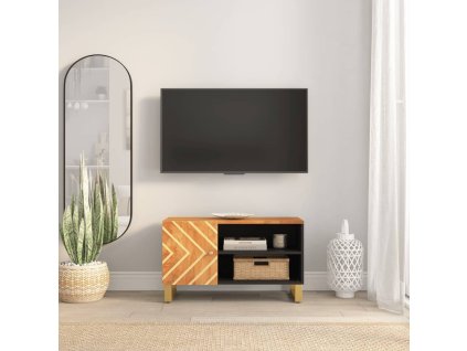 vidaXL TV skrinka hnedo-čierna 80x31,5x46 cm masívne mango
