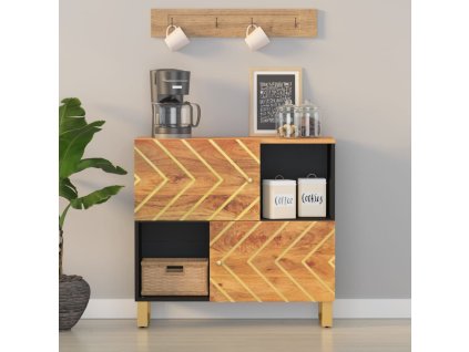 vidaXL Bočná skrinka hnedo-čierna 80x33,5x75 cm masívne mango