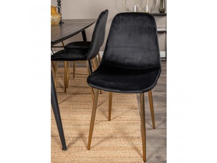 Venture Home Jedálenské stoličky 2 ks Polar zamatové čierno-mosadzné