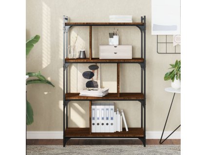 vidaXL Knižnica 4-poschodová hnedý dub 76x32x123 cm kompozitné drevo