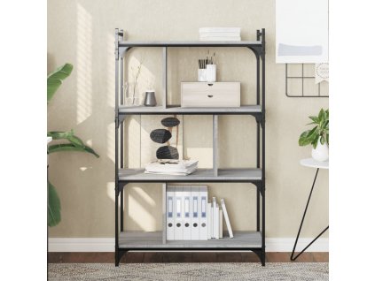 vidaXL Knižnica 4-poschodová sivá sonoma 76x32x123 cm kompozitné drevo