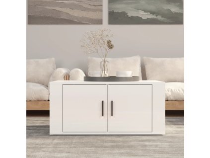 vidaXL Konferenčný stolík lesklý biely 80x50x36 cm spracované drevo