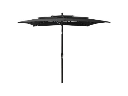 vidaXL 3-stupňový slnečník s hliníkovou tyčou čierny 2,5x2,5 m