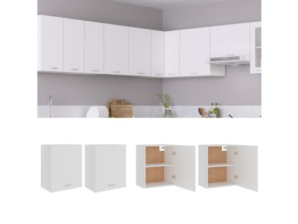 vidaXL Závesné skrinky 2 ks, biele 50x31x60 cm, kompozitné drevo