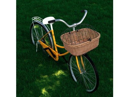 vidaXL Predný kôš na bicykel s poťahom 50x45x35 cm prírodná vŕba