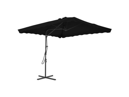 vidaXL Vonkajší slnečník s oceľovou tyčou, čierny 250x250x230 cm