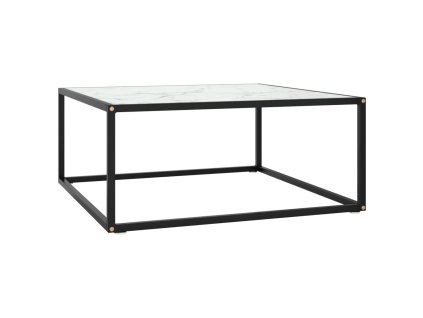 vidaXL Konferenčný stolík, čierny, biele mramorové sklo 80x80x35 cm