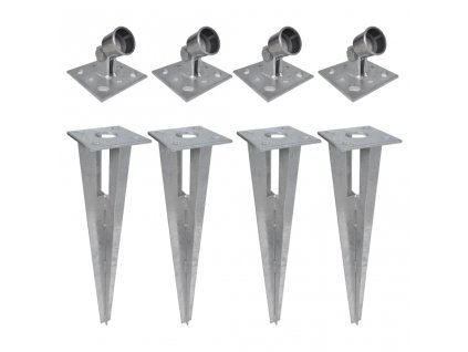 vidaXL Kotviace hroty na plotové vzpery 4 ks oceľ