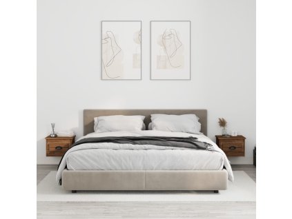 vidaXL Nástenné nočné stolíky 2 ks hnedý dub 41,5x36x28cm
