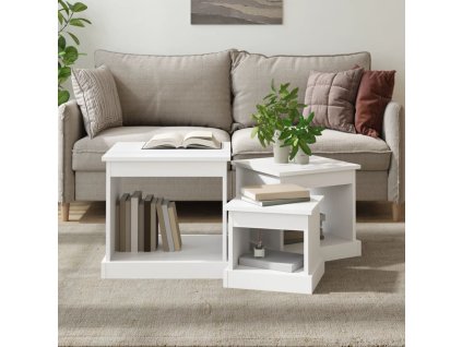 vidaXL Zasúvacie stolíky 3 ks biele spracované drevo