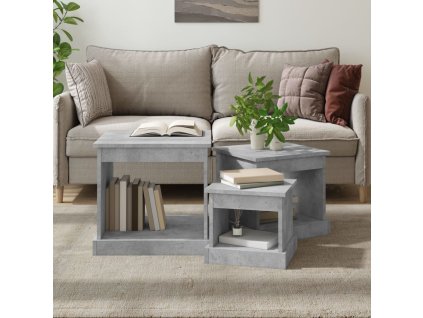 vidaXL Zasúvacie stolíky 3 ks betonové sivé spracované drevo