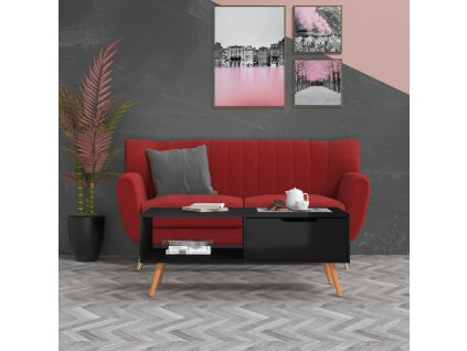 vidaXL Konferenčný stolík lesklý čierny 100x49,5x43 cm drevotrieska