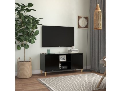 vidaXL TV stolík nohy z masívneho dreva čierny 103,5x35x50cm