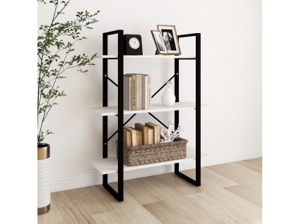 vidaXL Knižnica s 3 policami biela 80x30x105 cm masívna borovica