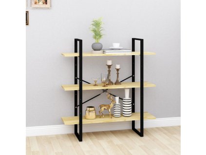 vidaXL Knižnica s 3 policami 100x30x105 cm masívna borovica