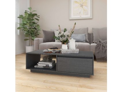 vidaXL Konferenčný stolík sivý 110x50x33,5 cm borovicový masív
