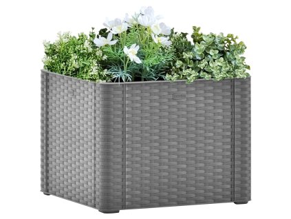 vidaXL Samozavlažovací vyvýšený záhradný záhon sivý 43x43x33 cm