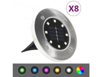 vidaXL Zapustené solárne svetlá do zeme 8 ks, LED svetlá, RGB farby