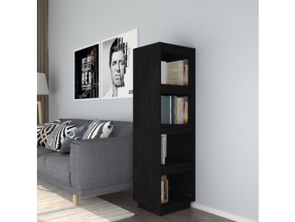 vidaXL Knižnica/deliaca stena čierna 40x35x135 cm masívna borovica