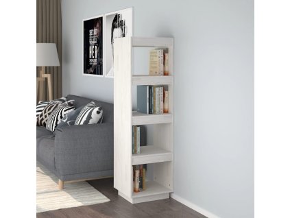 vidaXL Knižnica/deliaca stena biela 40x35x135 cm masívna borovica