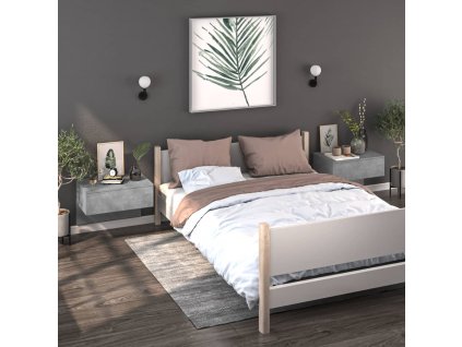 vidaXL Nástenné nočné stolíky 2 ks betónovo sivé